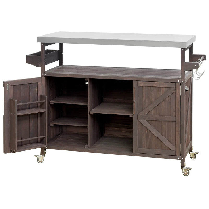 K&K Outdoor Kitchen Island, Rolling Bar Cart & Storage Cabinet by HouseOfZazla
