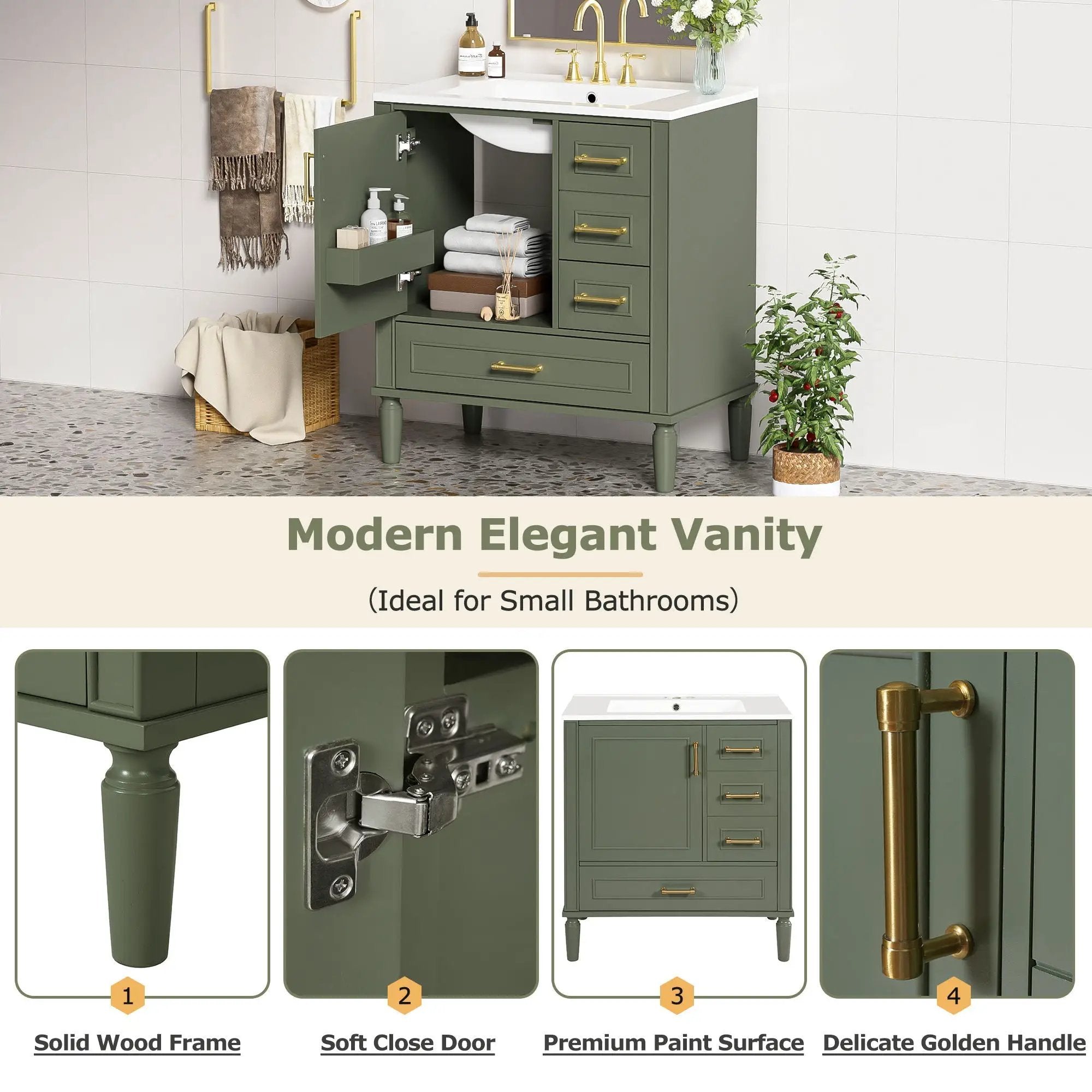Traditional Bathroom Vanity Set With Soft Close Doors by Unique Piece Furniture