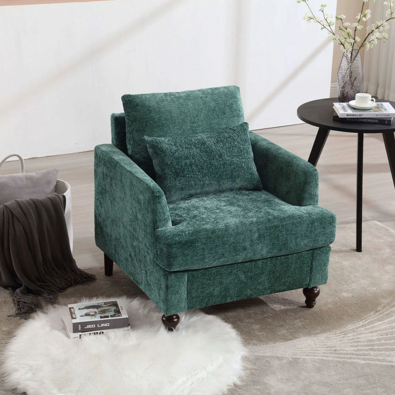 Modern Mid Century Wood Frame Armchair With Tufted Design by Unique Piece Furniture
