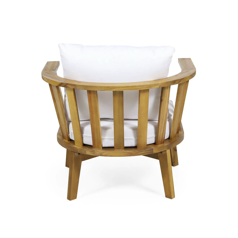 Outdoor Club Chair with Curved Backrest and Frame - White by HouseOfZazla