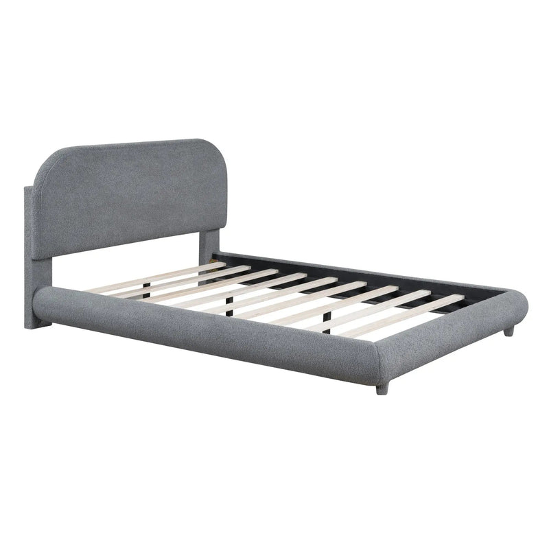 Upholstered Platform Bed With Thick Solid Frame And Stylish Curve-Shaped Design by Unique Piece Furniture