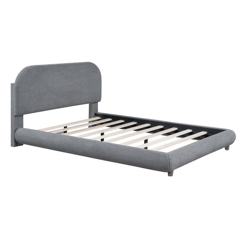 Upholstered Platform Bed With Thick Solid Frame And Stylish Curve-Shaped Design by HouseOfZazla