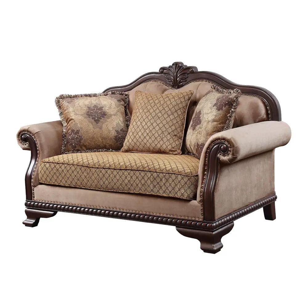Chateau De Ville - Loveseat With 3 Pillows (Same Lv01589) - Fabric & Espresso by Unique Piece Furniture