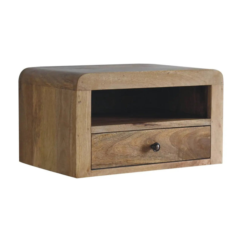 Chunky Floating Bedside, 1-Drawer, 1 Open Slot, Oak-ish by HouseOfZazla