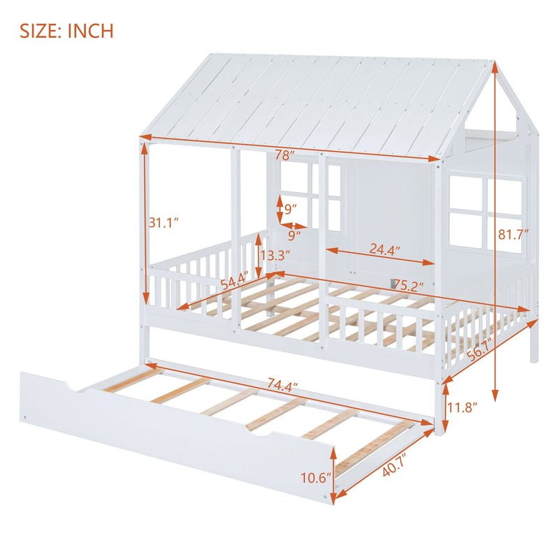 House Bed With Twin Size Trundle, Daybed by HouseOfZazla