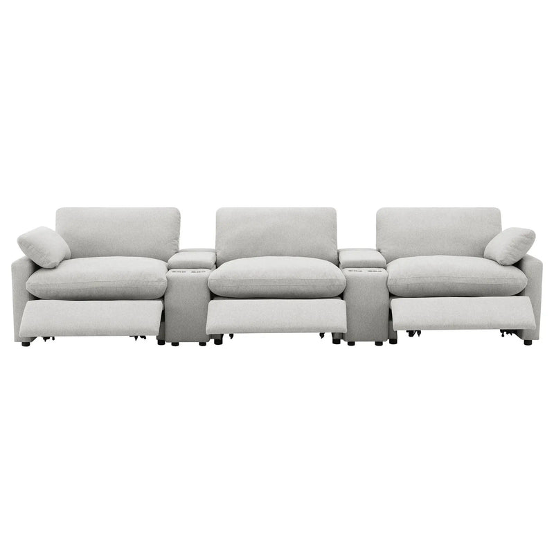 Collins 5-Piece Power Reclining Home Theater Seating Grey by Unique Piece Furniture