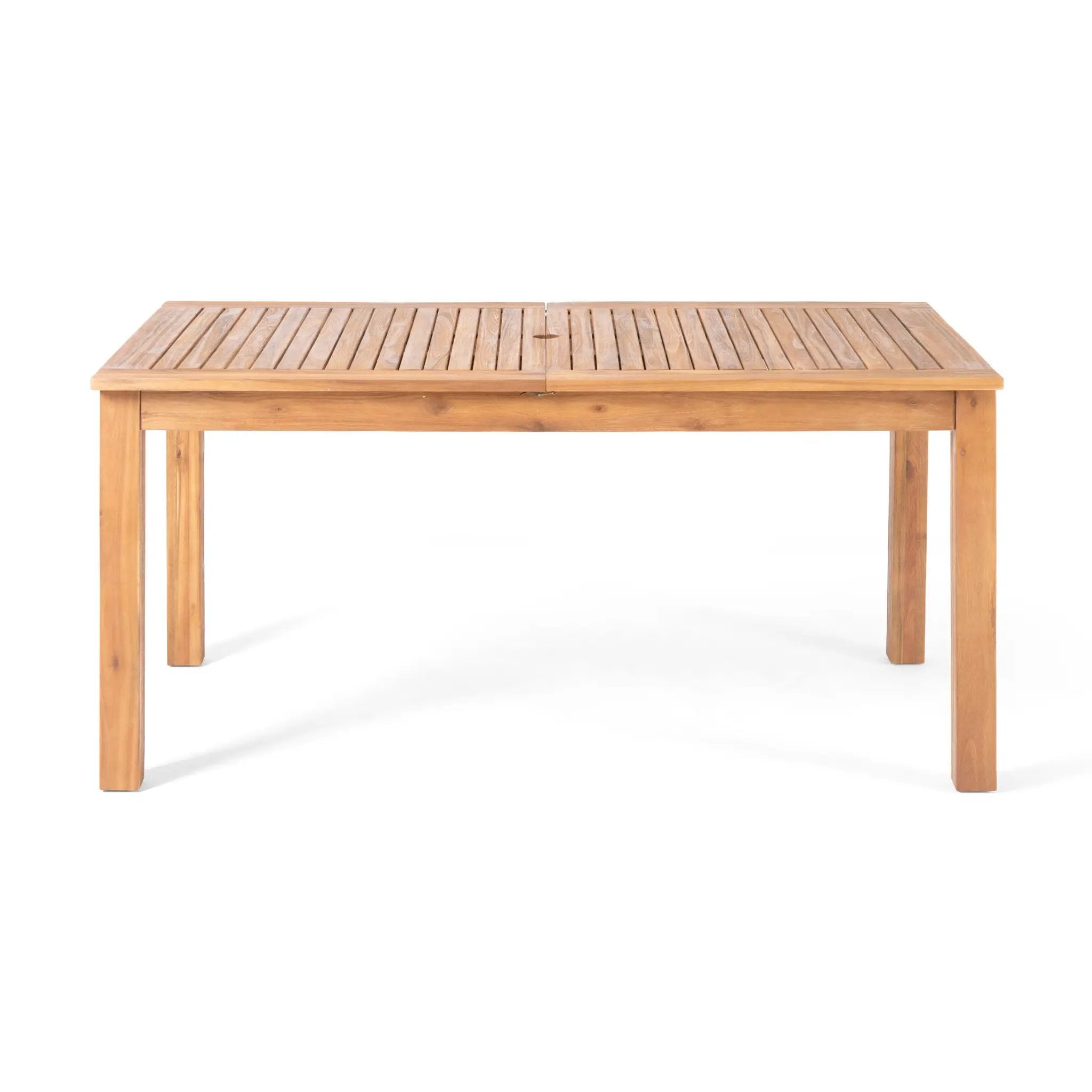 Outdoor 7 Pieces Rustic Patio Acacia Expandable Dining Set with Cushions by HouseOfZazla