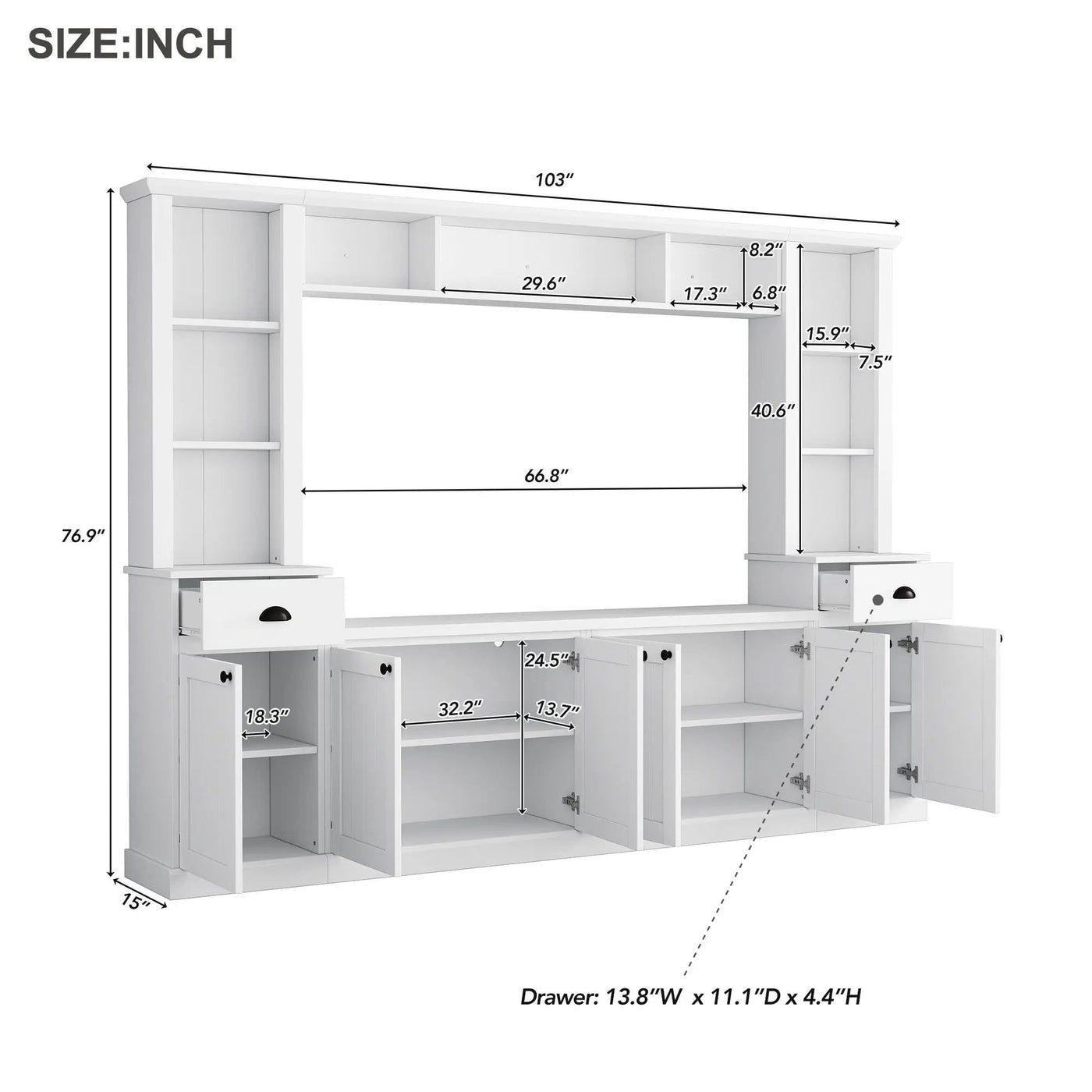 Minimalist Entertainment Wall Unit Set With Bridge For TVs Up To 75" by HouseOfZazla