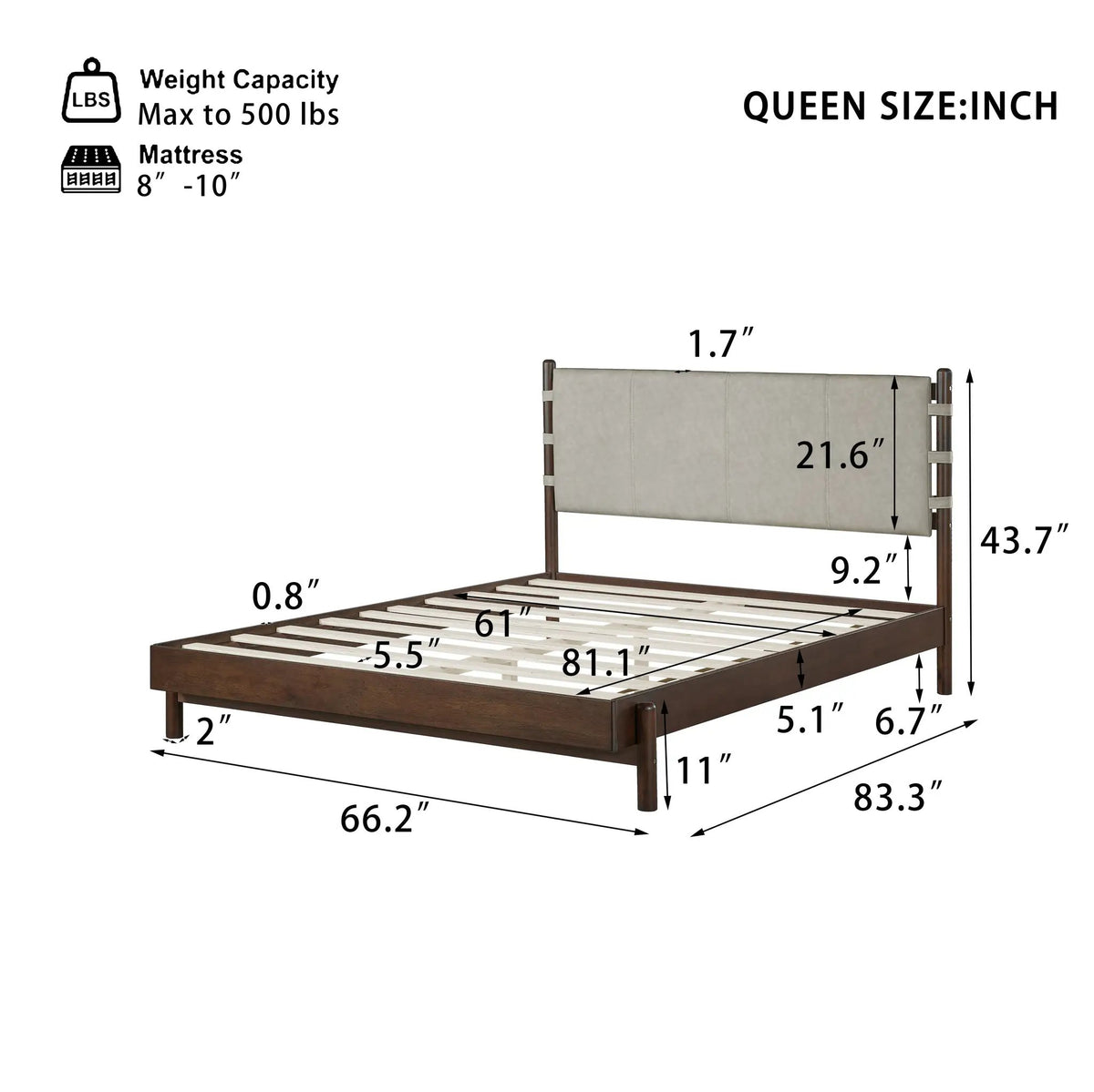 Modern Queen Bed Frame Set with 2 Nightstands by HouseOfZazla