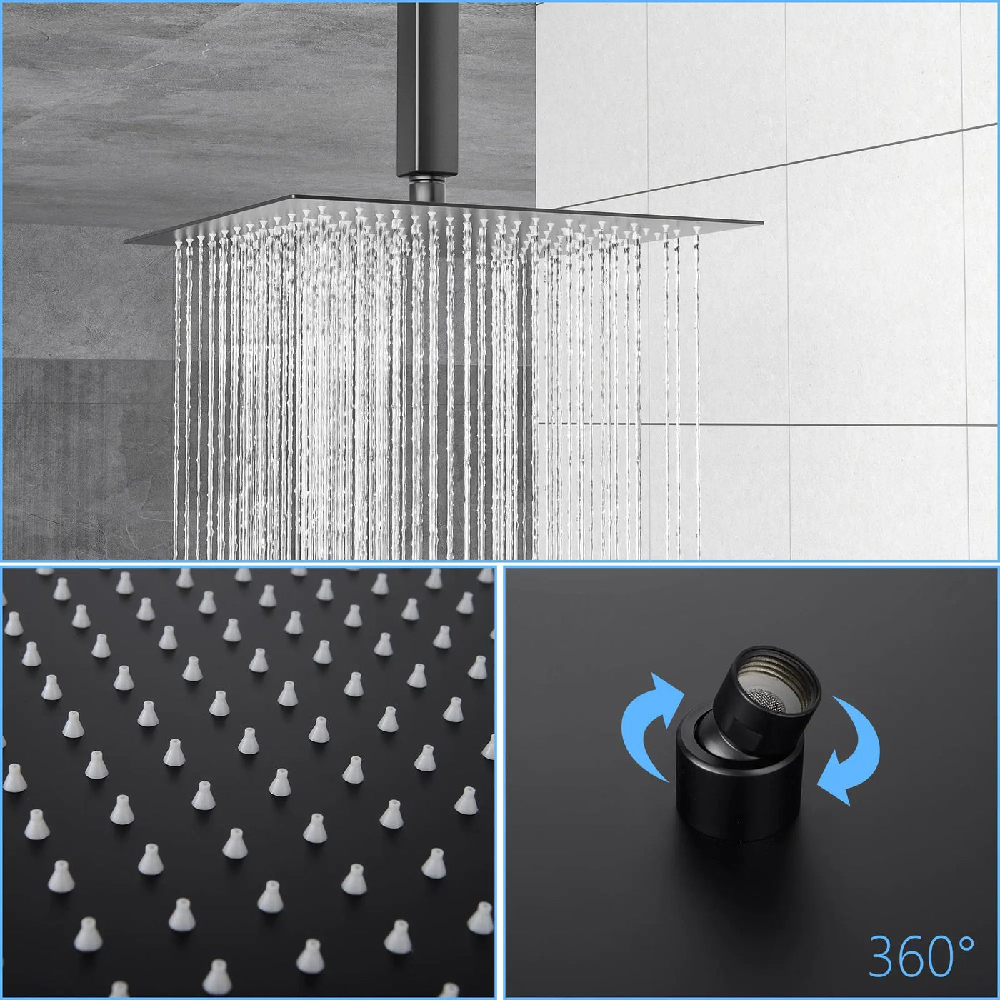 Modern Dual Shower Head System With 16" Ceiling Mount Finish, Stainless Steel And Brass by HouseOfZazla