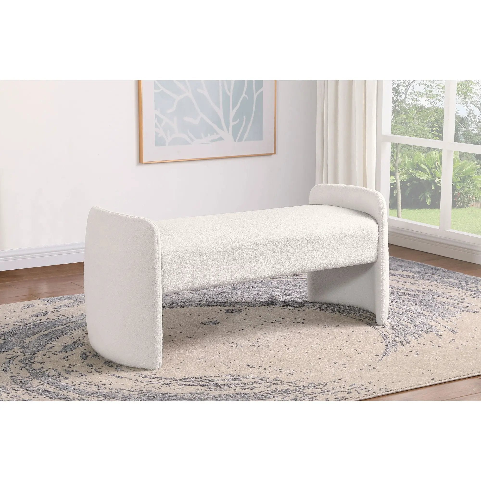 Joshua - Upholstered Accent Bench - Ivory by HouseOfZazla