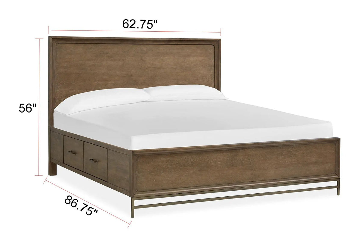 Lindon - Complete Panel Bed With Storage Rails - Belgian Wheat, photo 6 of 7