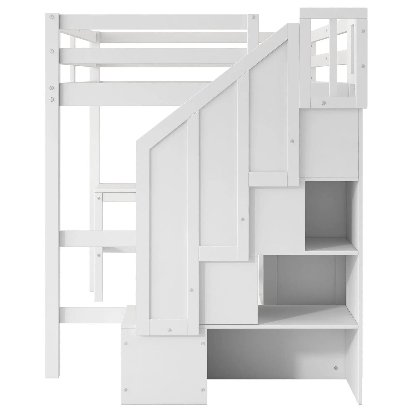 Loft Bed & L Shaped Desk, Drawers, Cabinet, And Storage Staircase by HouseOfZazla