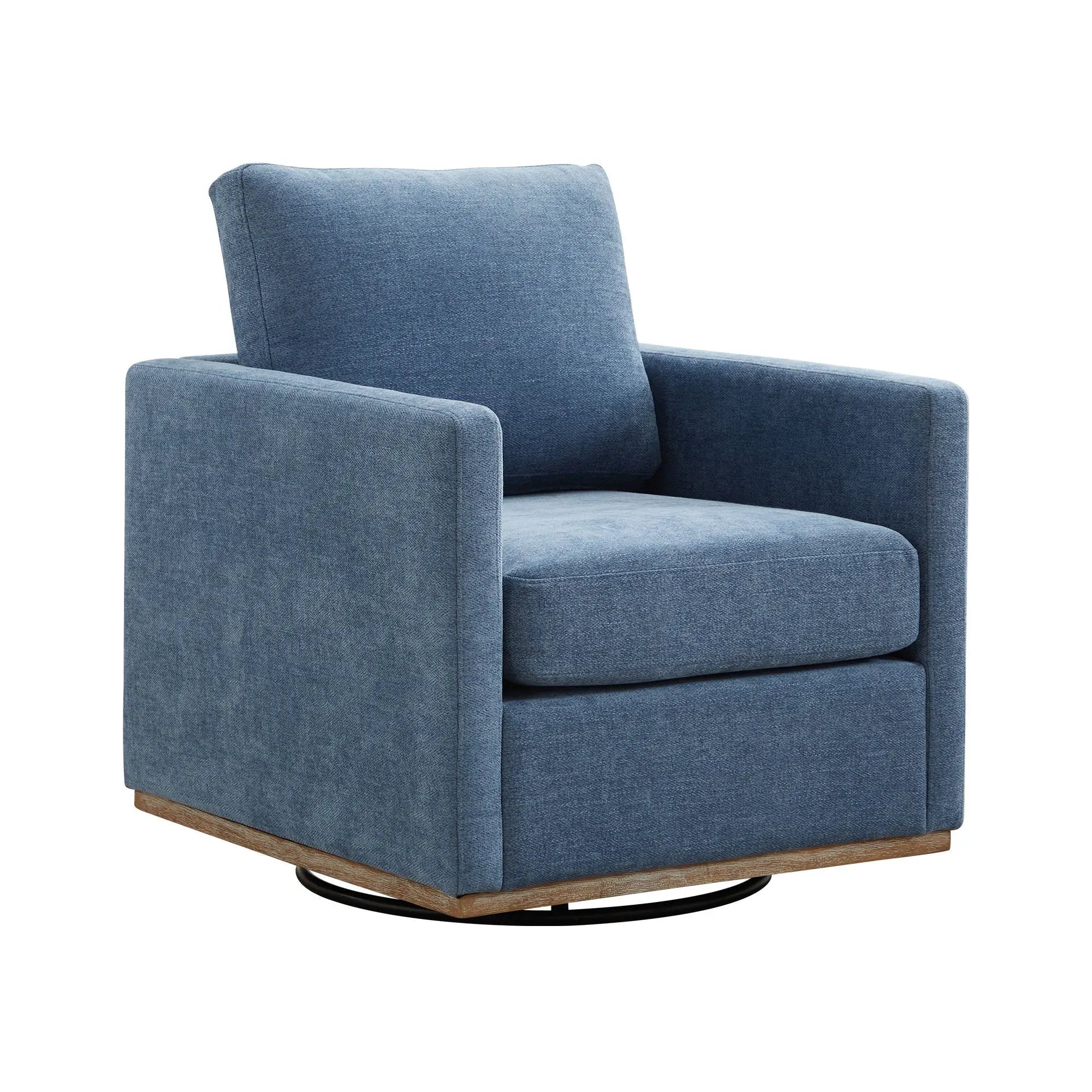 Modern Square Upholstered Swivel Accent Chair with Metal Base by HouseOfZazla