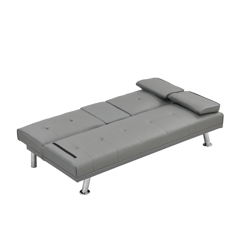 Modern Sofa Bed with Armrest Holders - Dark Gray, photo 8 of 12