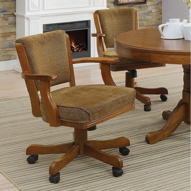 Upholstered Game Chair & Casters - Brown by HouseOfZazla