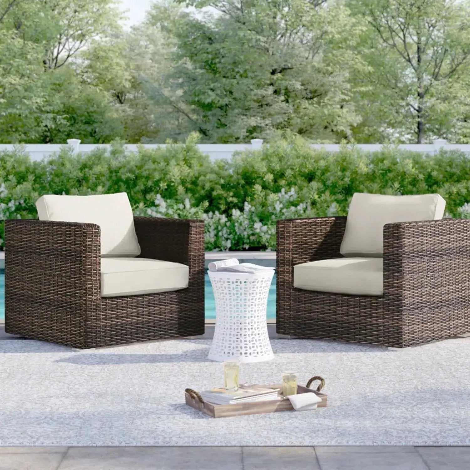 Outdoor Chairs Set With Cushions - Brown Mix by Unique Piece Furniture