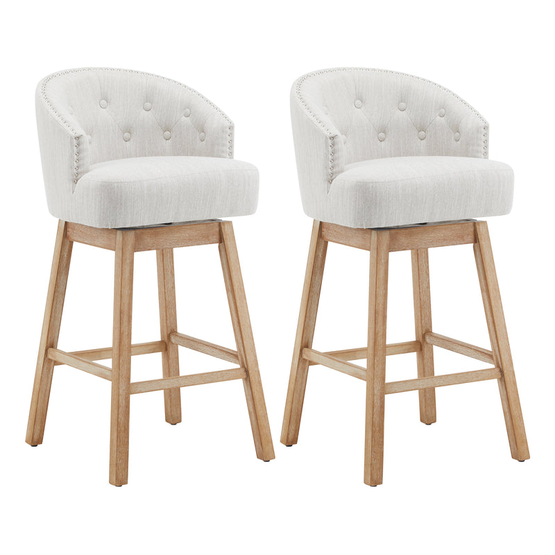 Upholstered Swivel Counter Stools with Backrest – Set of 2