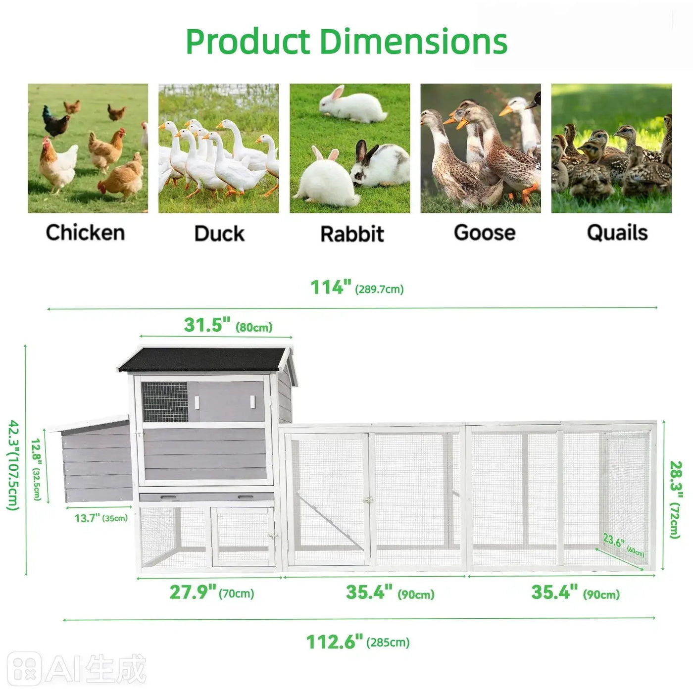 Chicken Coop With Run And Nesting Box by HouseOfZazla