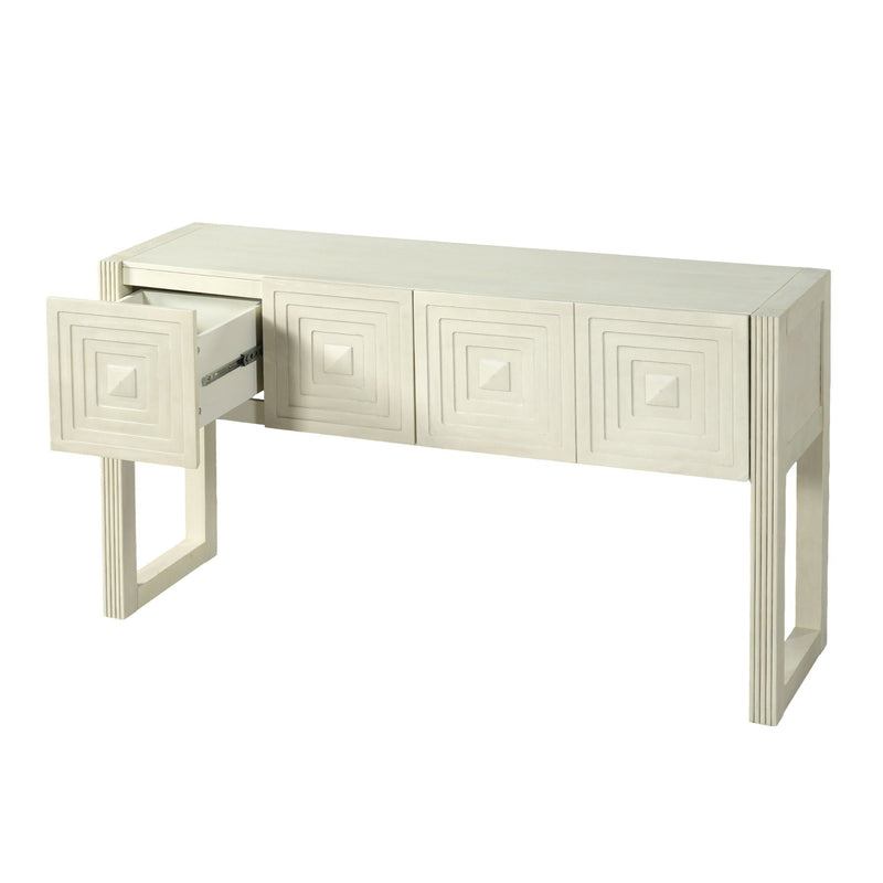 Geometric Carved Console Table With 3 Soft Close Drawers by HouseOfZazla