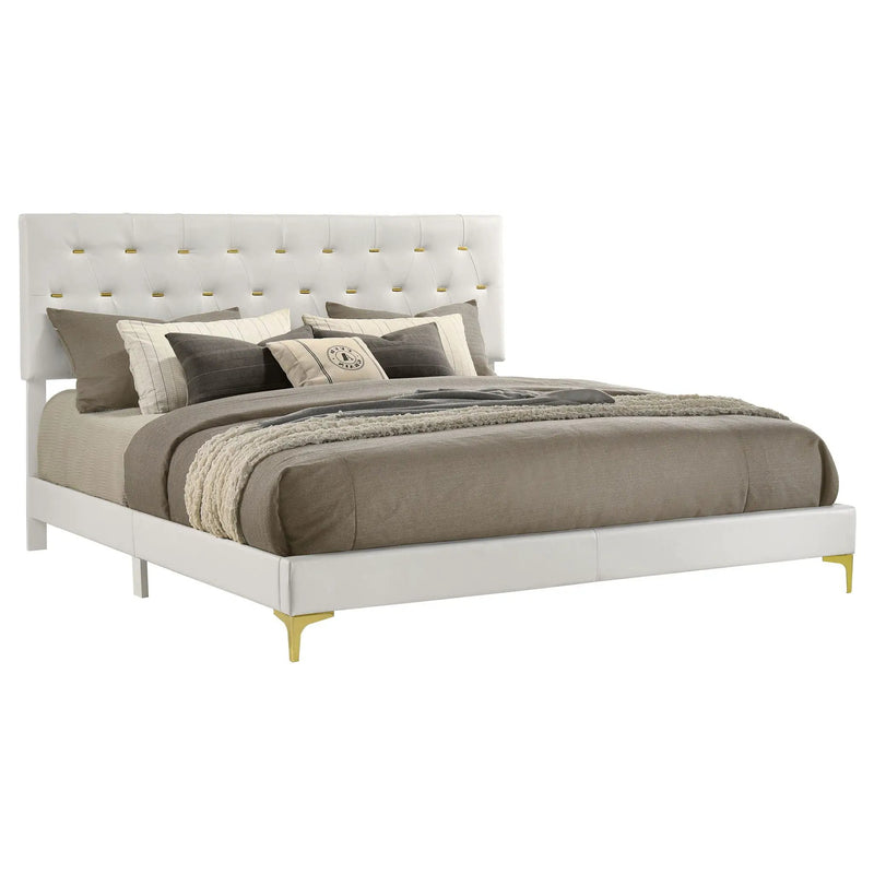 Kendall Upholstered Eastern King Panel Bed White by Unique Piece Furniture