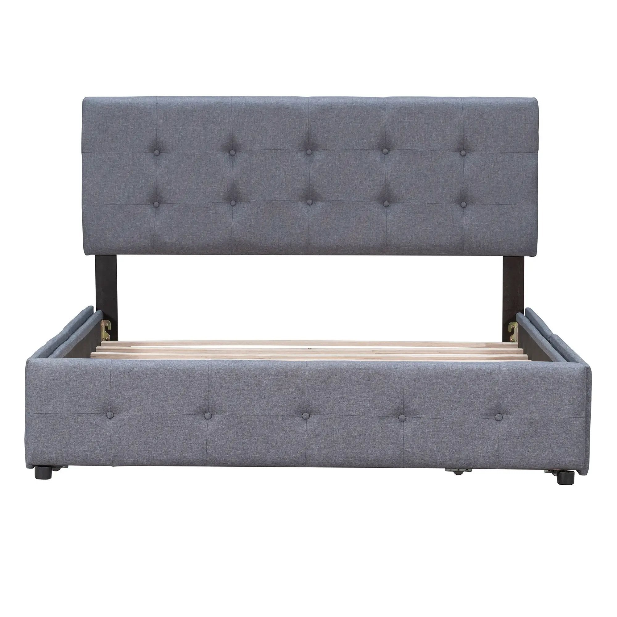 Upholstered Platform Bed With Classic Headboard And Drawers, No Box Spring Needed by Unique Piece Furniture