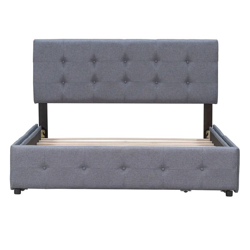 Upholstered Platform Bed With Classic Headboard And Drawers, No Box Spring Needed by Unique Piece Furniture