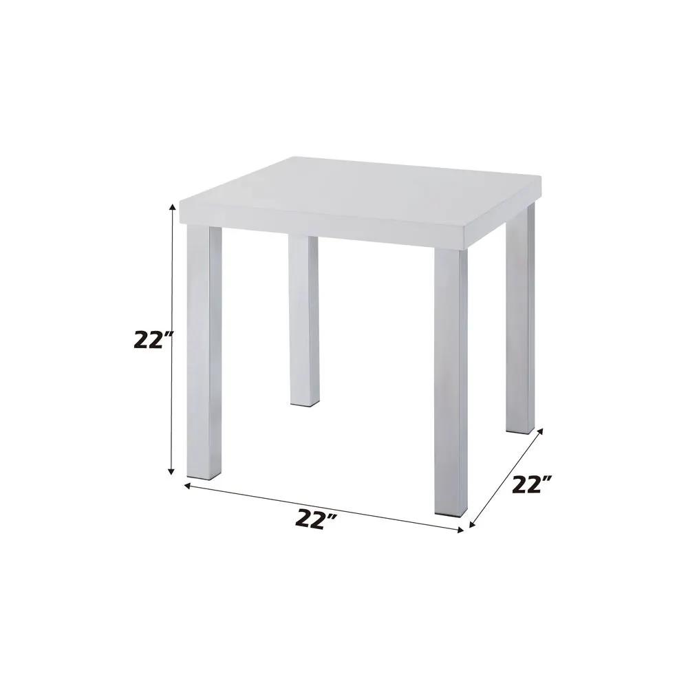 Harta - End Table - White High Gloss & Chrome by Unique Piece Furniture