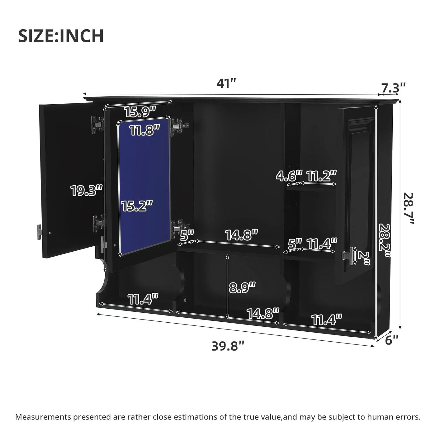 Modern Wall Mounted Mirror Medicine Cabinet With Open Shelves by HouseOfZazla