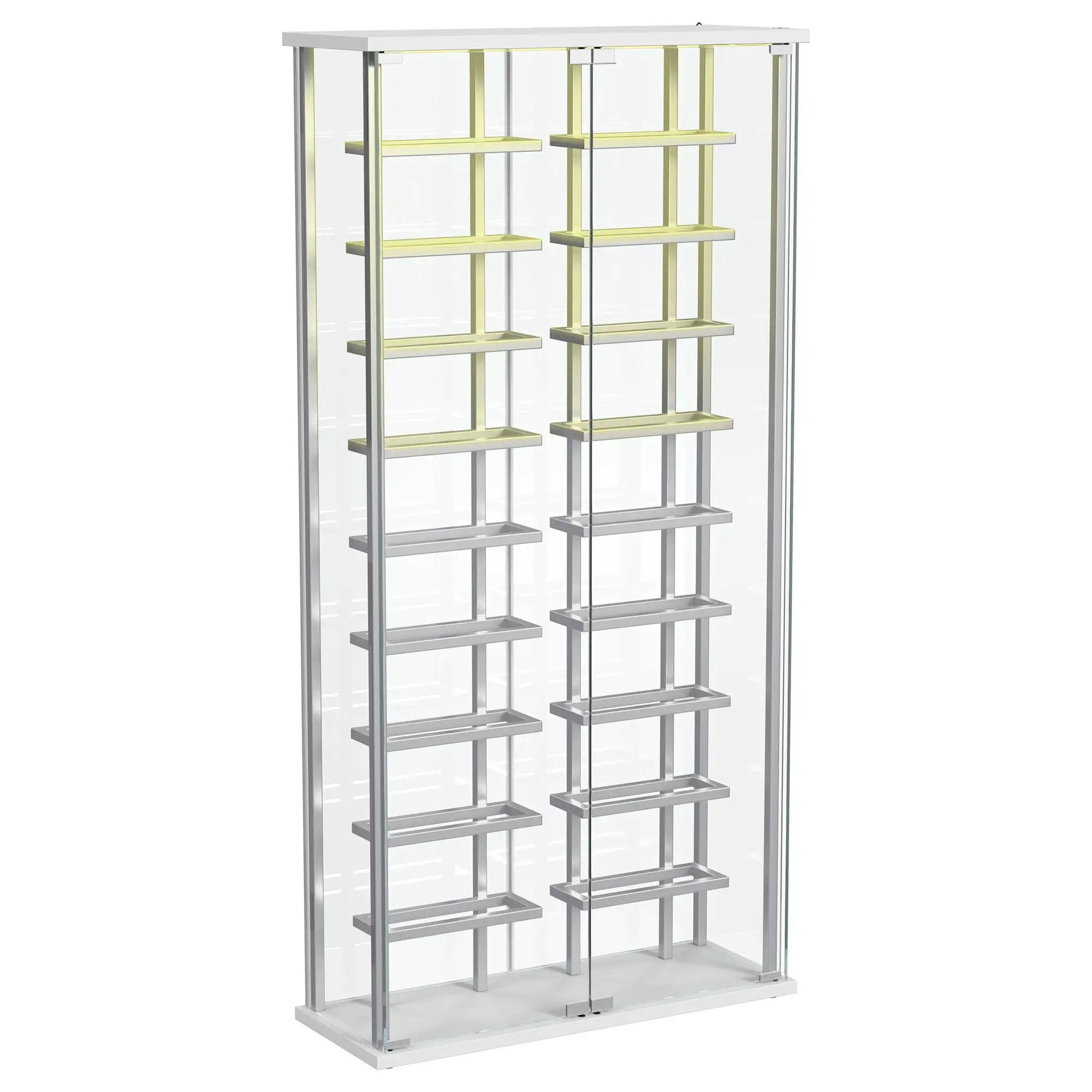 Montara Tempered Glass Wine Storage LED Curio Cabinet Chrome by Unique Piece Furniture