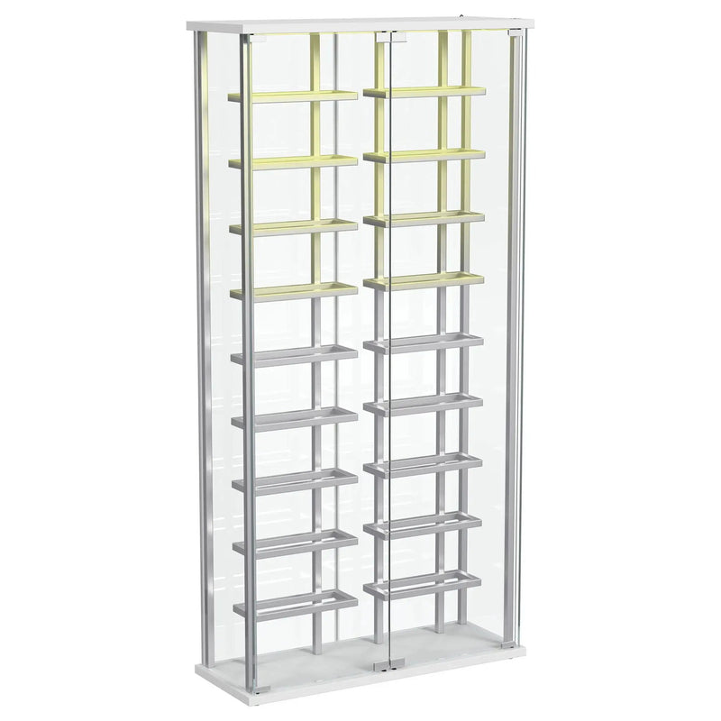 Montara Tempered Glass Wine Storage LED Curio Cabinet Chrome by Unique Piece Furniture