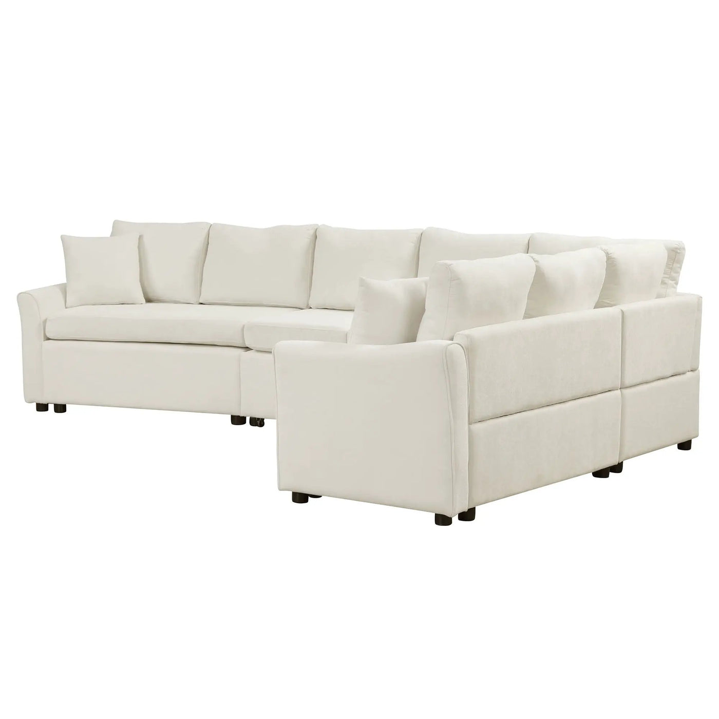 L-Shaped Sofa Convertible Sofa Bed Pull Out Sofa Sleeper With Two Back Pillows, Two USB Ports And Two Power Sockets For Living Room by HouseOfZazla