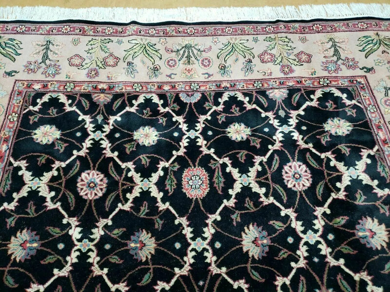 6' X 9' Handmade India Floral Oriental Wool Rug Carpet Hand Knotted Nice Black by Jewel Rugs
