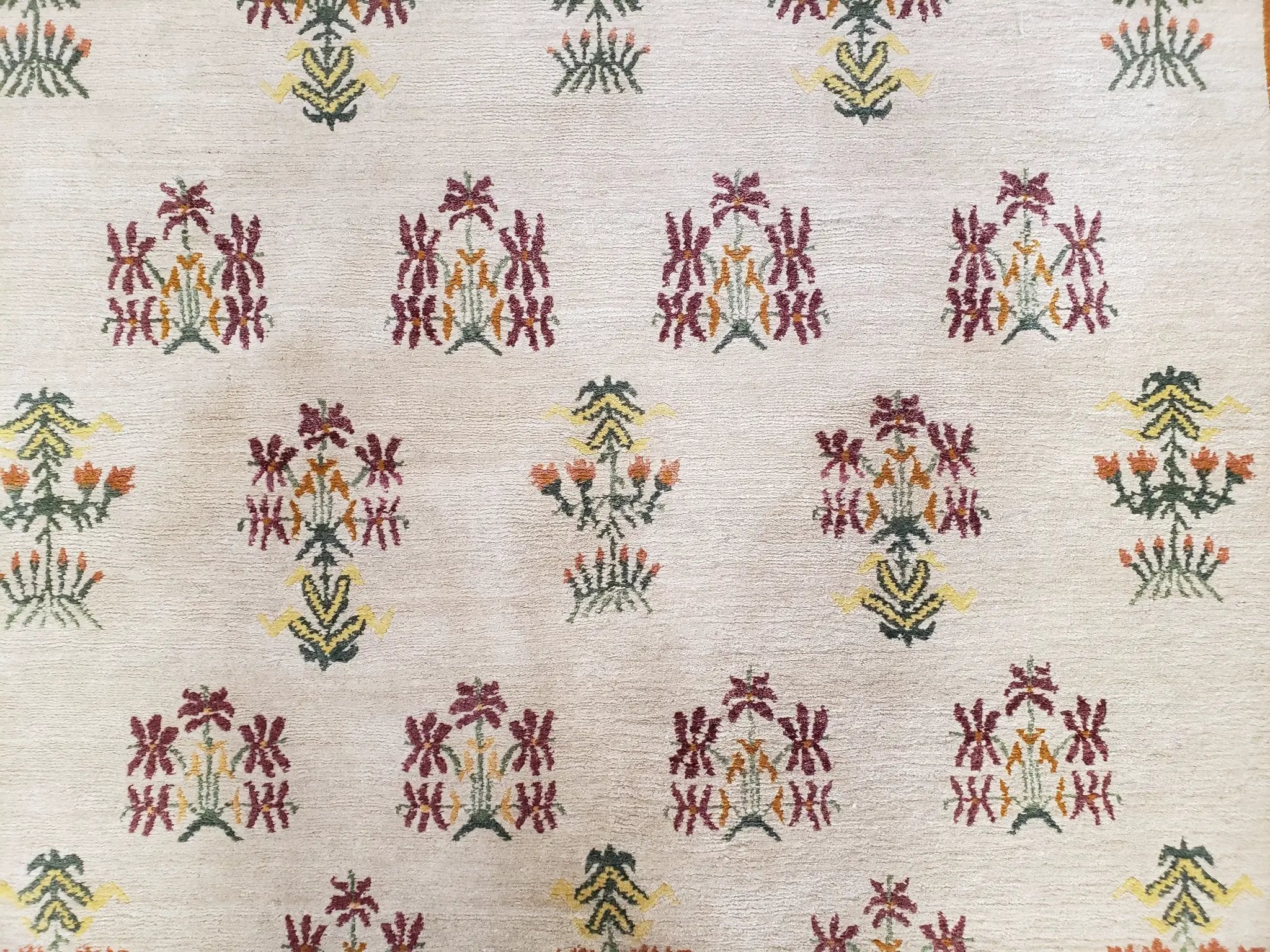 Tufenkian Rug 5.9 x 8.6, Tibetan Nepalese Rug, Hand Knotted, Soft Shiny Wool, Repeated Motifs, Contemporary Modern, Area Rug 6x9, Vintage by Jewel Rugs