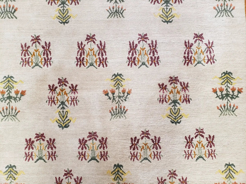 Tufenkian Rug 5.9 x 8.6, Tibetan Nepalese Rug, Hand Knotted, Soft Shiny Wool, Repeated Motifs, Contemporary Modern, Area Rug 6x9, Vintage by Jewel Rugs