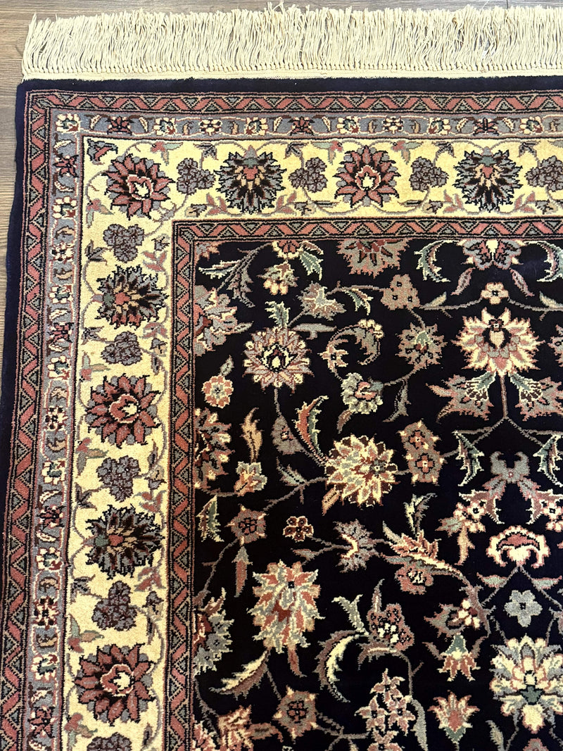 Sino Persian Rug 4x6, Navy Blue and Cream, Floral Allover Oriental Carpet by Jewel Rugs