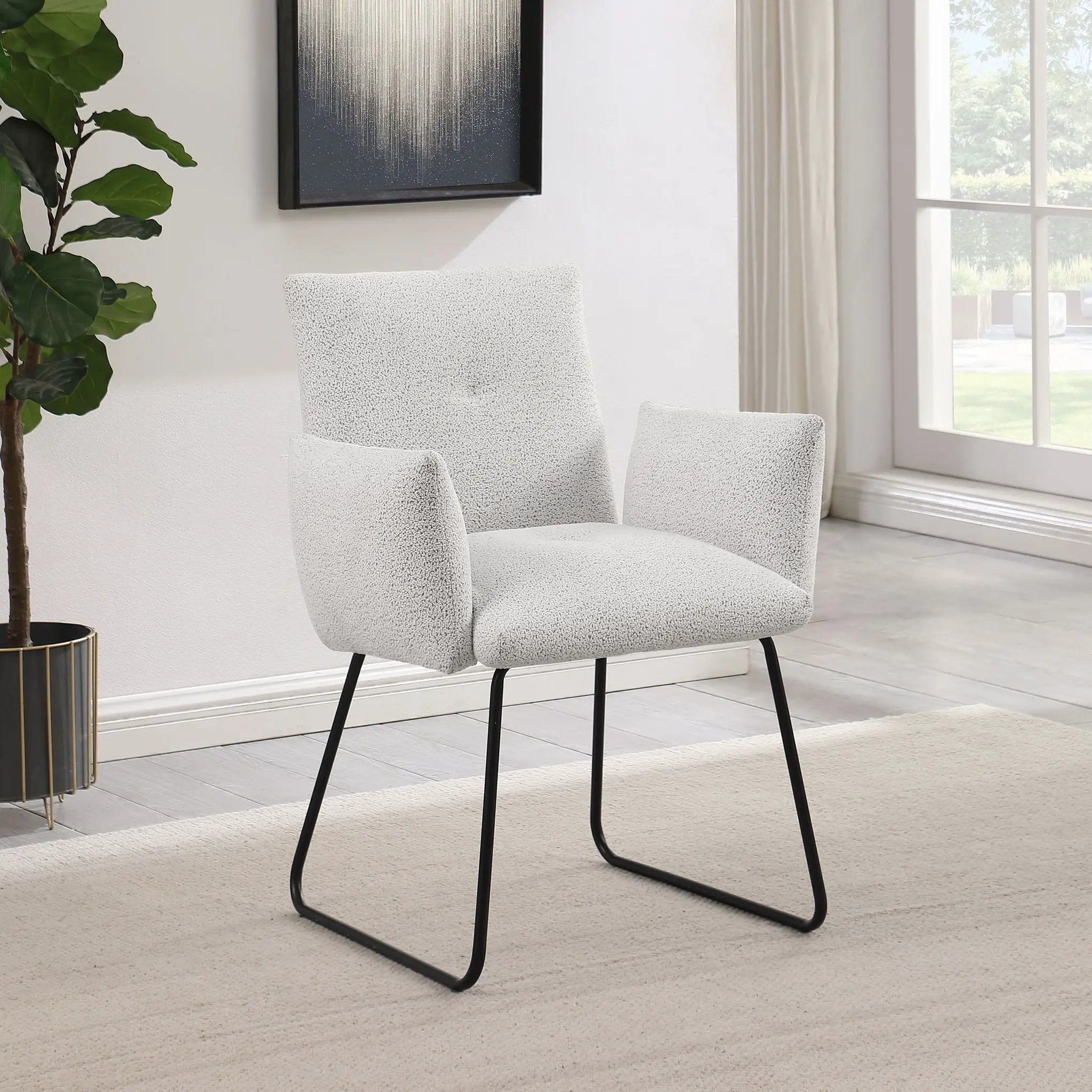 Ackland Upholstered Dining Arm Chair Light Grey (Set of 2) by Unique Piece Furniture