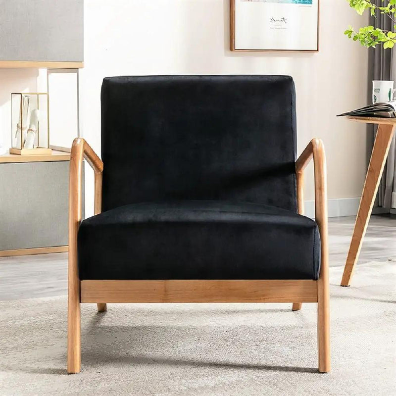 Classic Mid-Century Modern Accent Chairs, Open Framed Armchair With Cushioning by HouseOfZazla