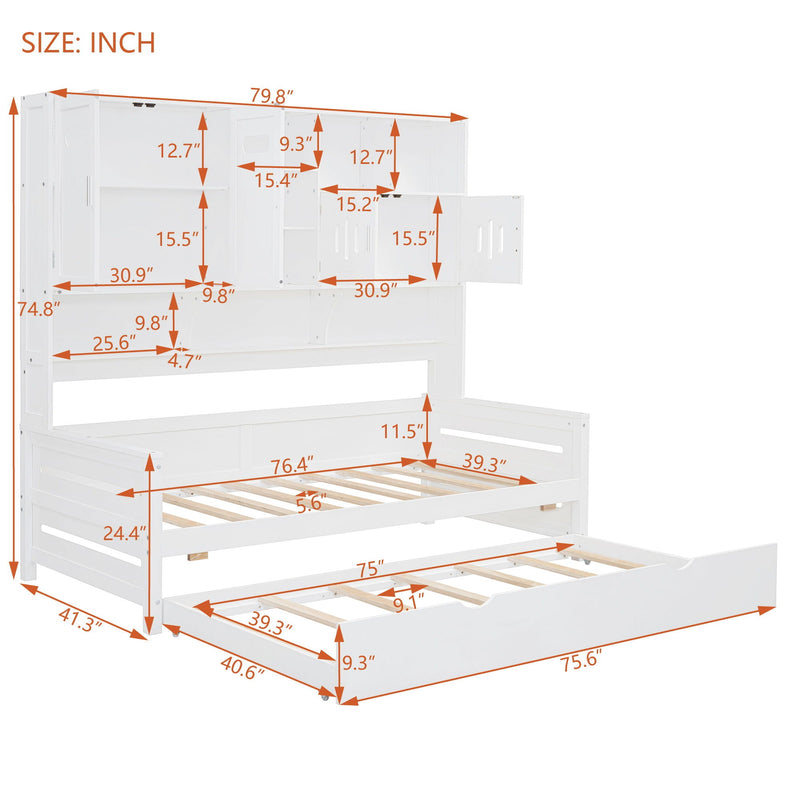 Daybed With All-In-One Cabinet And Shelf by HouseOfZazla