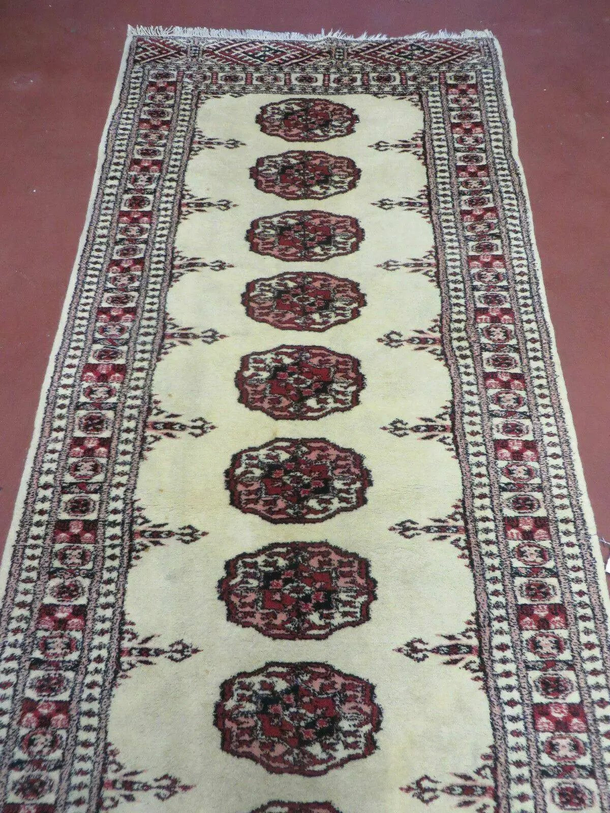 2' 7" x 7' Handmade Finely Knotted Pakistani Turkoman Bokhara Detailed Wool Rug by Jewel Rugs