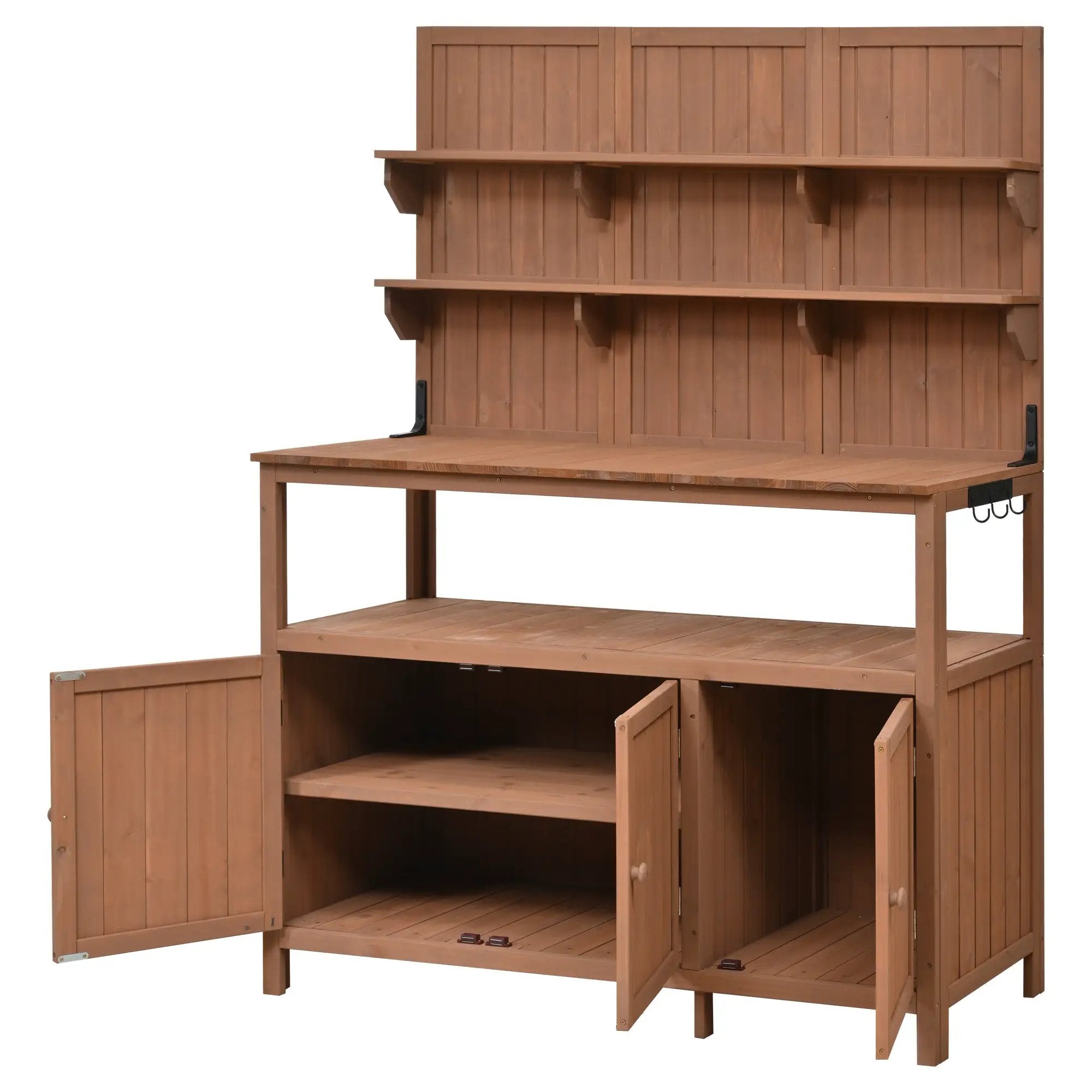 TOPMAX Potting Bench with Hutch, 50.2' Solid Fir Wood Garden Workstation by HouseOfZazla