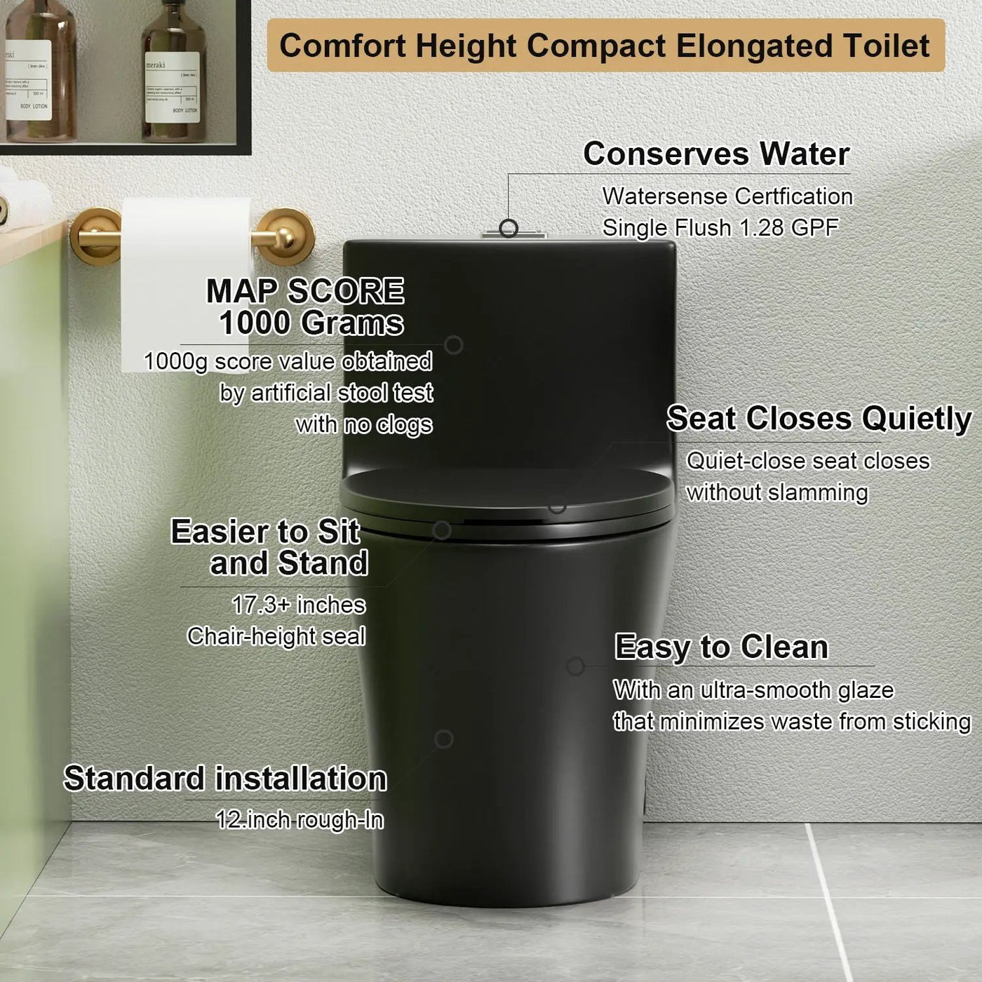 1 Piece Toilet With Dual Flush And Soft Closing Seat by HouseOfZazla