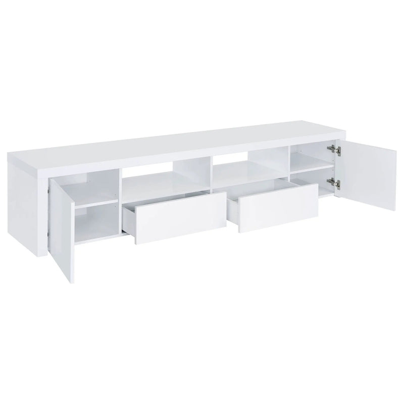 Jude 2-door Engineered Wood 79-inch TV Stand High Gloss White by Unique Piece Furniture