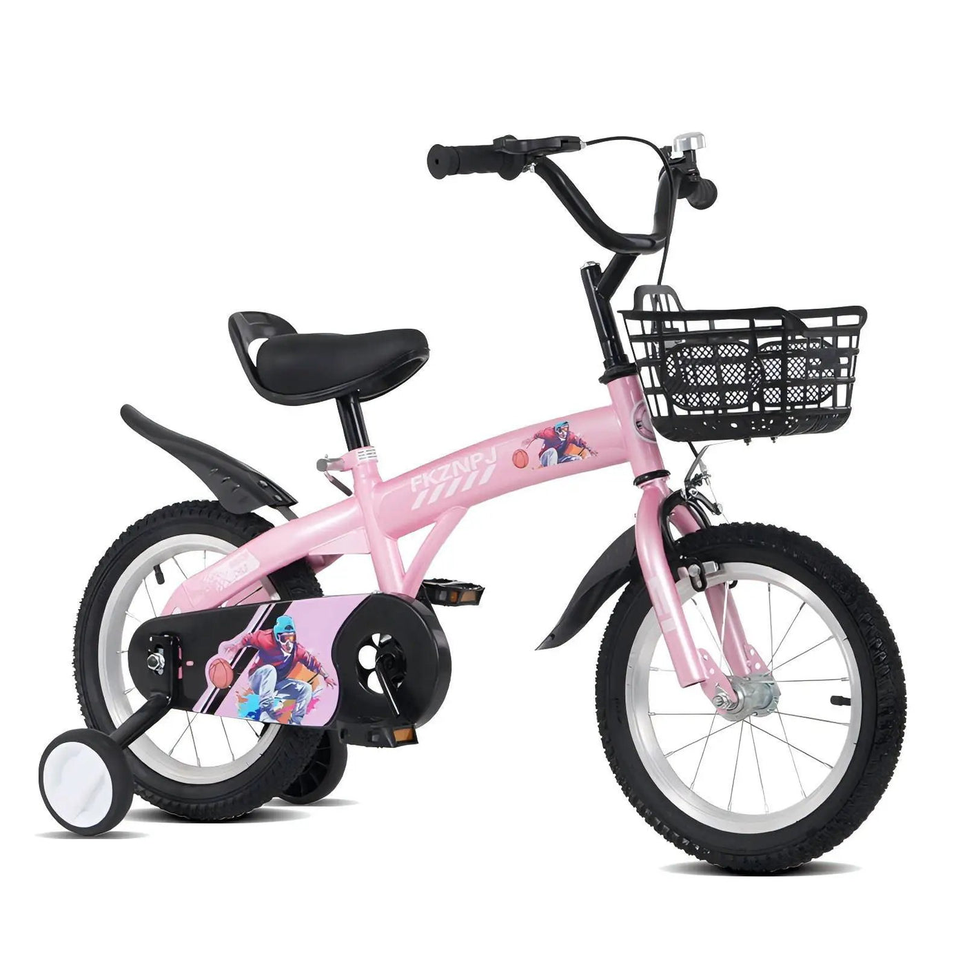 Fkznpj - 16" Sporty Kids Bike With Training Wheels And Stand Adjustable Saddle Suitable For Boys And Girls Aged 4 - 8 Years Tall Height 41 - 46" Available In A Variety Of Colors by HouseOfZazla