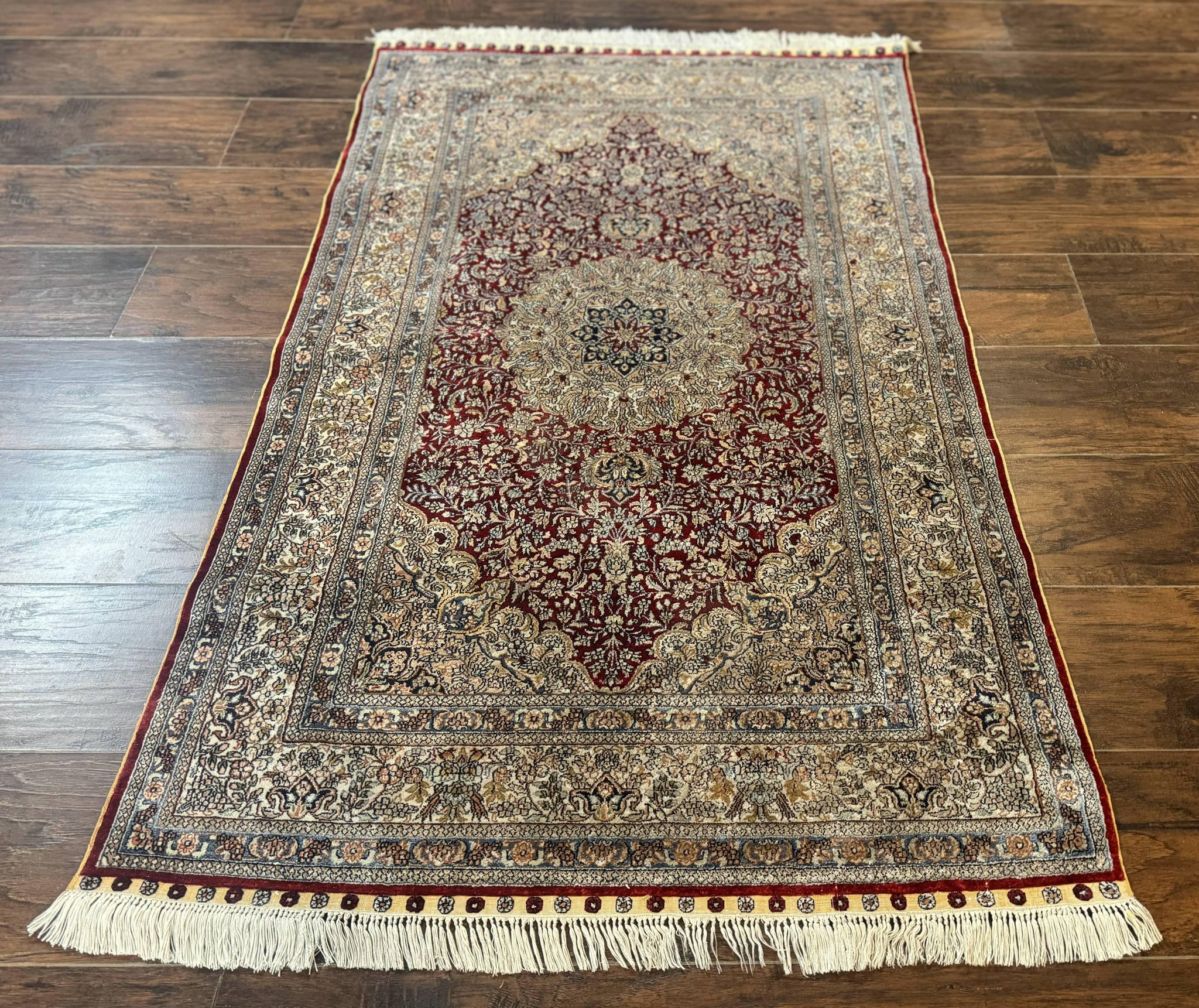 Sino Persian Silk Rug 3x5, Super Fine 440 KPSI, Floral Medallion, Handmade by Jewel Rugs