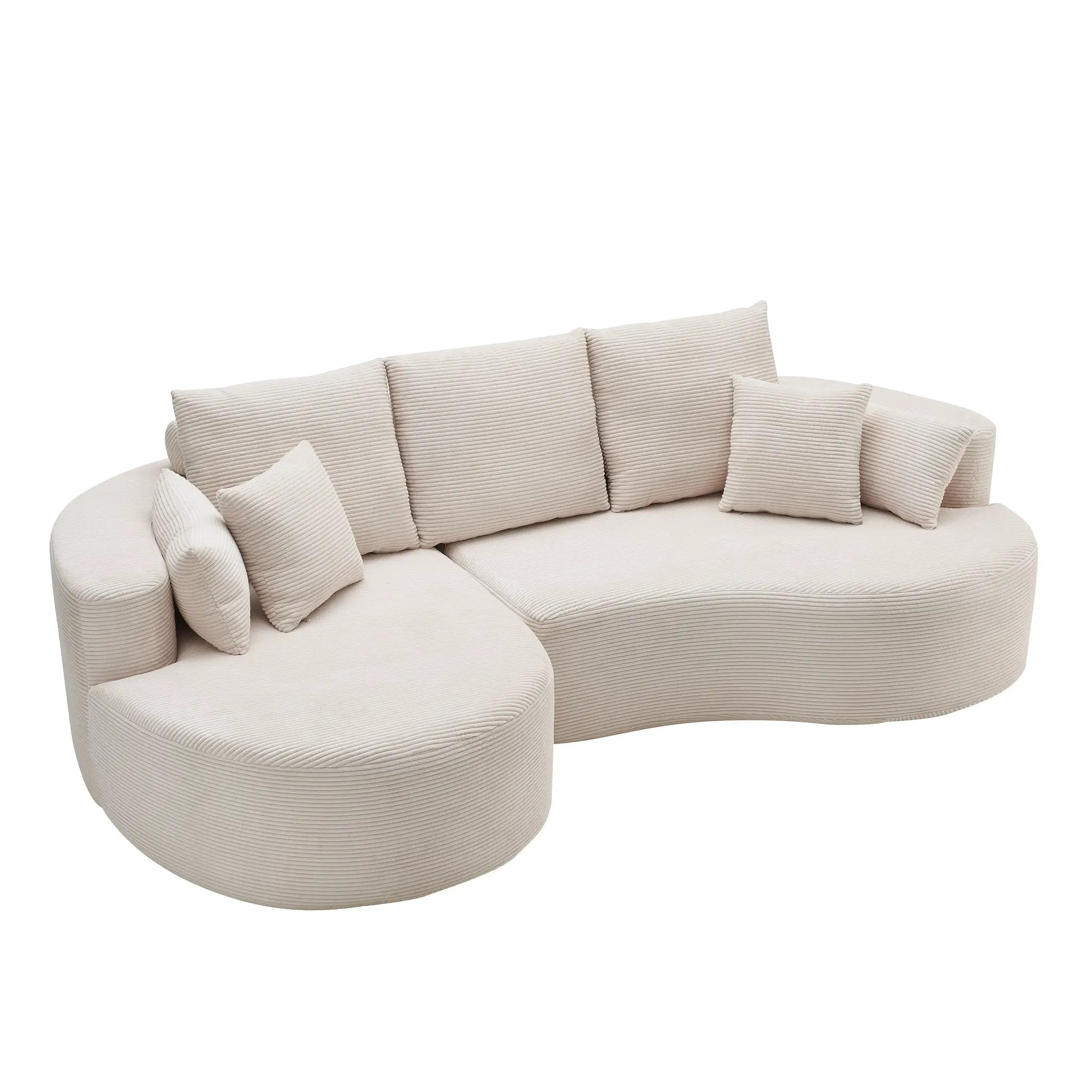 106 in. 2-Piece Fabric Cloud Curved Sectional Corduroy Sofa with Chaise by HouseOfZazla