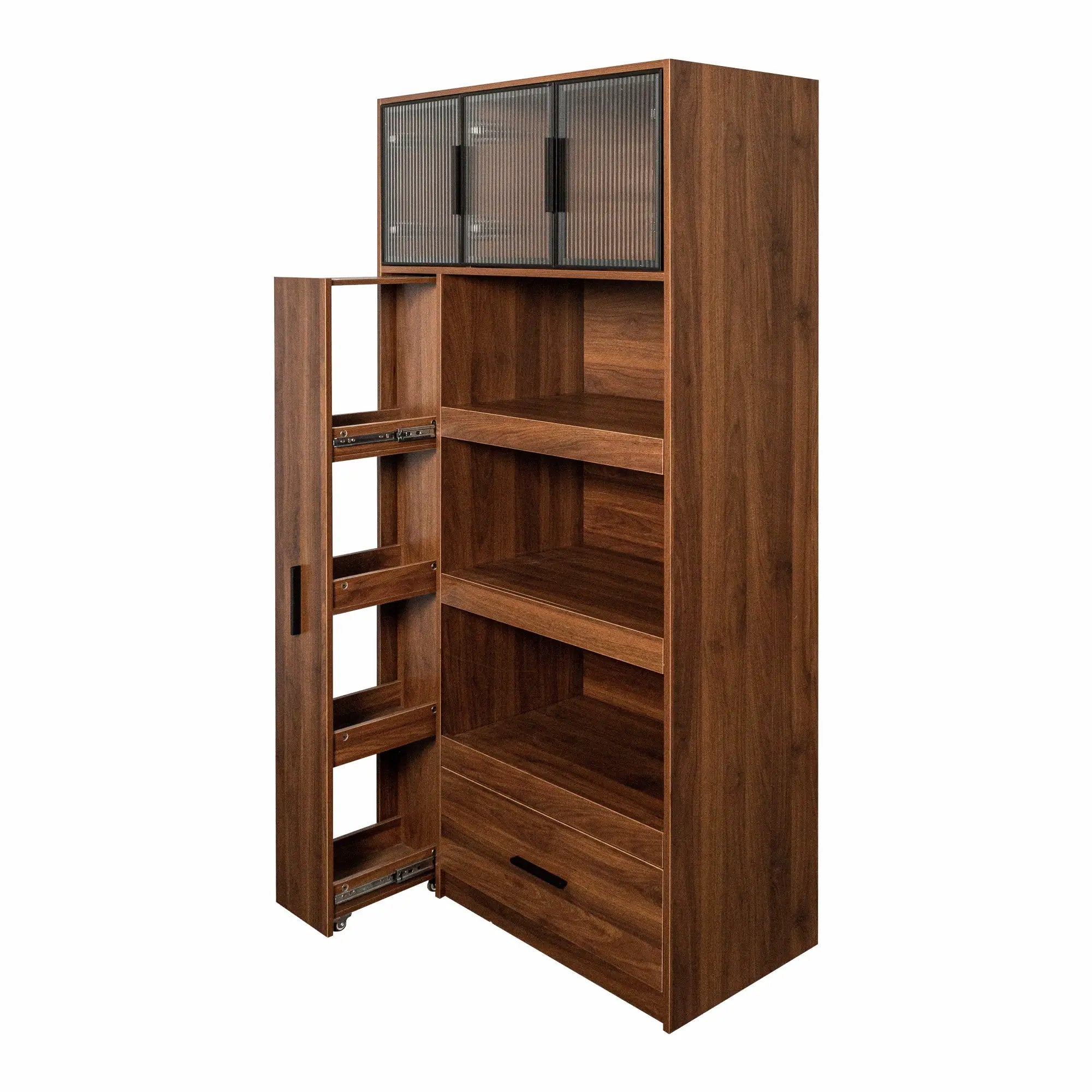 70.87" Tall Kitchen Pantry Cabinet with Multi-Tier Pull-Out Shelf by HouseOfZazla