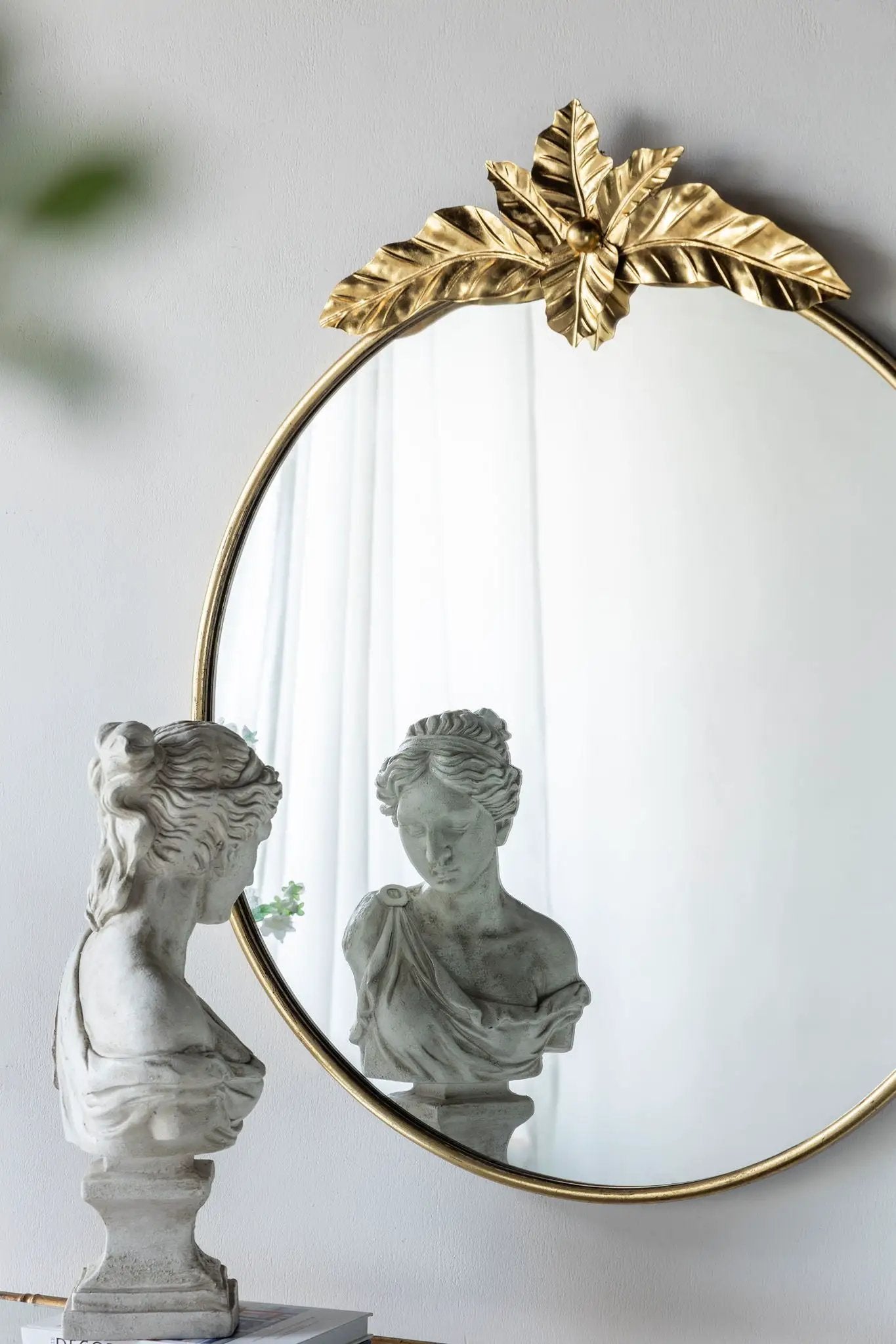 Large Round Wall Mirror With Metal Frame, Circle Accent Mirror For Living Room Bedroom Entryway - Gold by Unique Piece Furniture