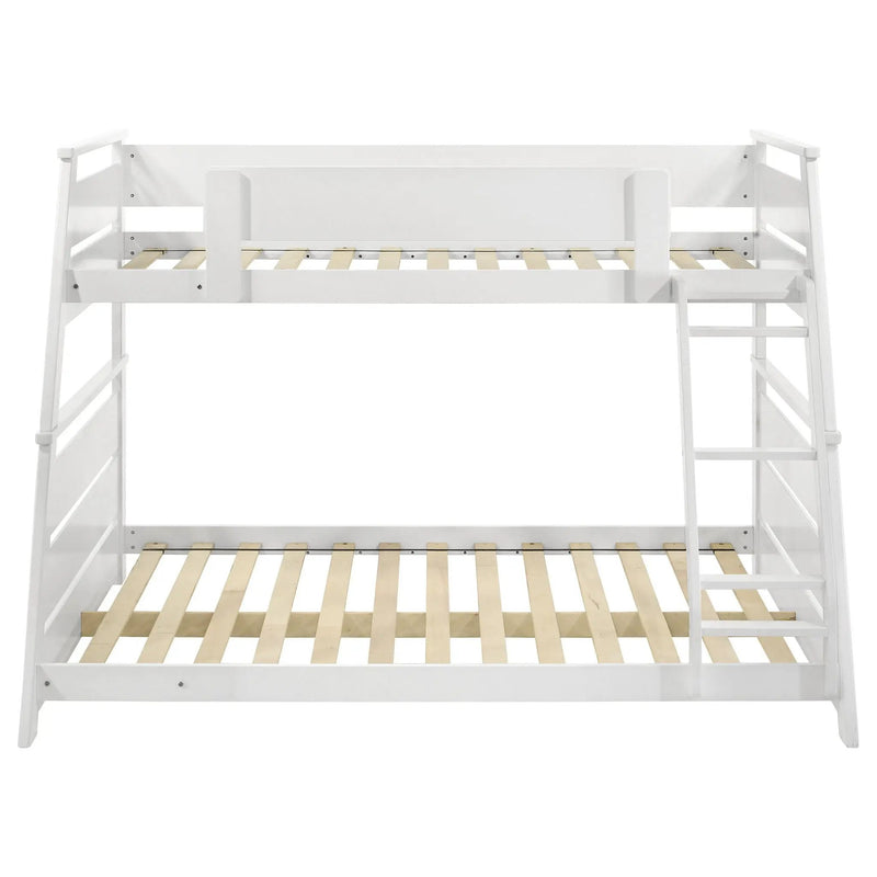 Holden Wood Veneer Twin Over Full Bunk Bed White by Unique Piece Furniture