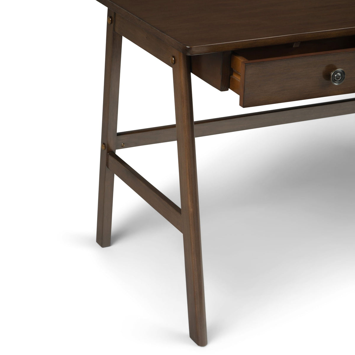 Natural Aged Brown Writing Desk with Integrated Power – Solid Wood, photo 6 of 6
